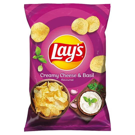 Lay's Creamy Cheese & Basil Flavoured Fried Potato Chips 140 g Tesco