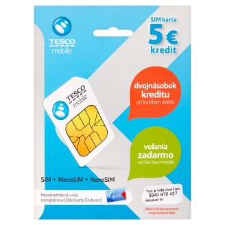 Tesco Mobile SIM karta s 5 € kreditom