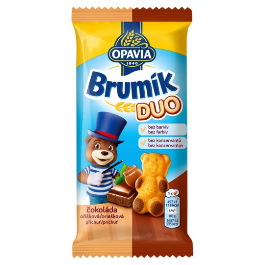 Opavia Brumík Duo oriešková príchuť & čokoláda 30 g