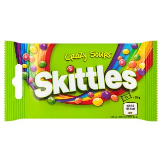 Skittles Crazy sours žuvacie cukríky s kyslými ovocnými príchuťami 38 g