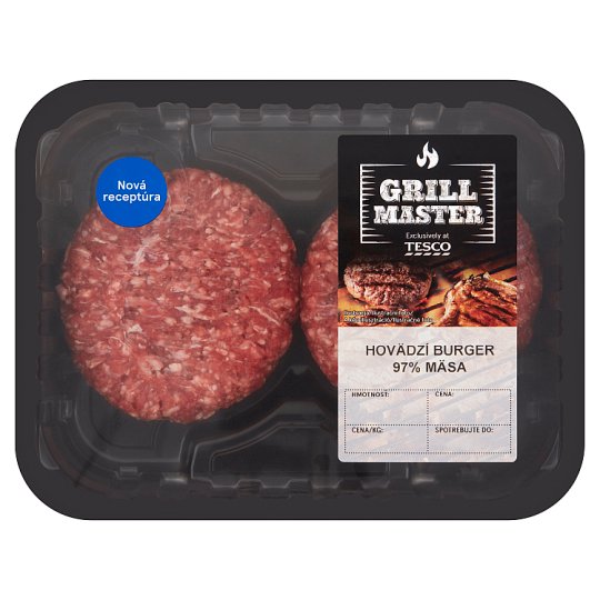 Tesco Grill Master Hovädzí burger 97% mäsa 0,330 kg