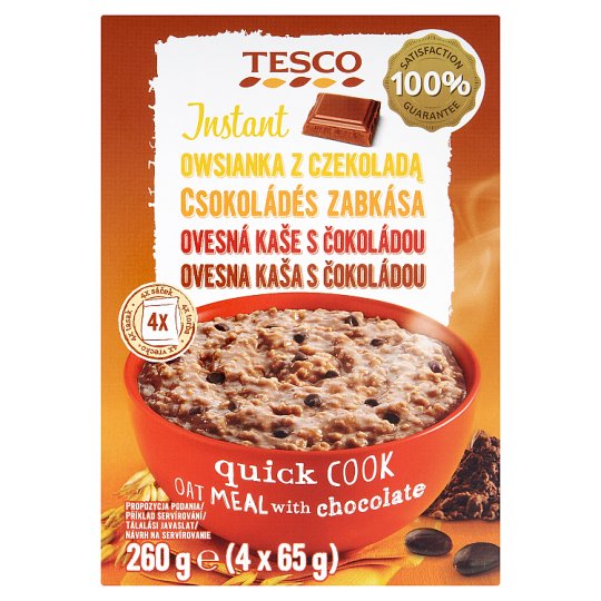 Tesco Instant ovsená kaša s čokoládou 4 x 65 g