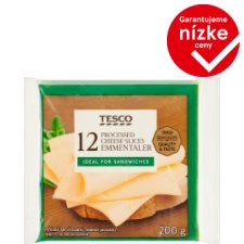 Tesco Tavený plátkový syr so syrom Emmentaler 12 x 16,67 g (200 g)