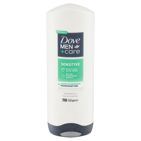 Dove Men+Care Sensitive Shower Gel 3in1 Body Face Hair 250 ml Tesco