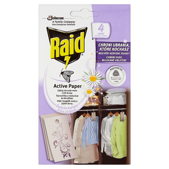 Raid Active Paper Against Moths Hinge Fresh Flowers 4 pcs Tesco Groceries