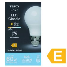 Tesco Home LED Classic 7.3W E27 Warm White Light 1 pc