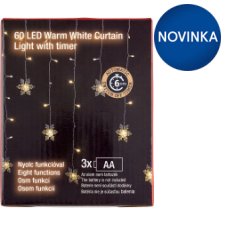 Snow Meister SM2579 60 LED multifunkčný svetelný záves s časovačom teplá biela