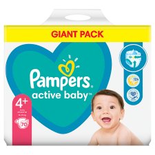 Pampers Active Baby Nappies Size 4+ X70, 10kg-15kg