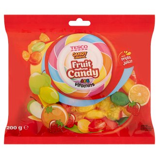 Tesco Candy Carnival Ovocné cukríky s vitamínmi A C E s náplňou 200 g