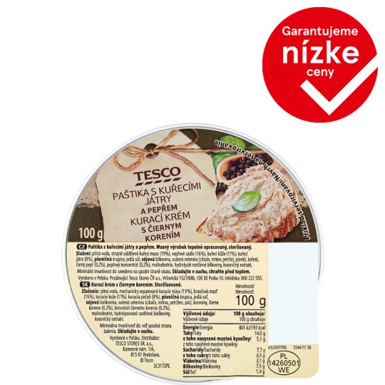 Tesco Chicken Cream with Black Pepper 100 g - Tesco Groceries