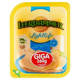 Leerdammer Lightlife Polotvrdý zrejúci polotučný syr 13 plátkov 260 g