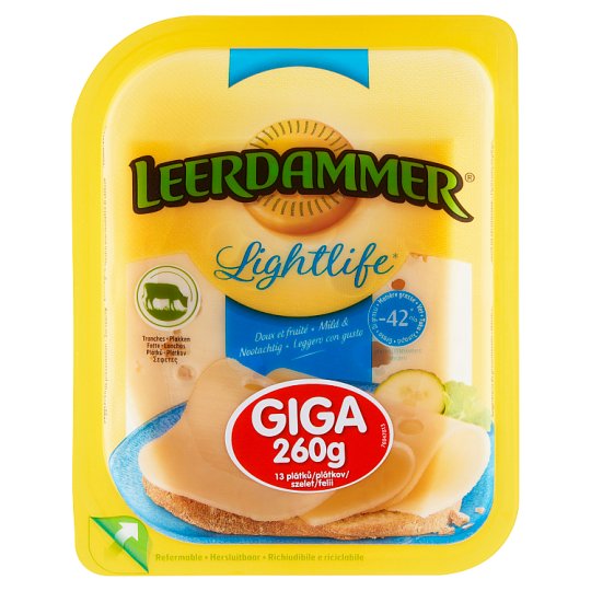 Leerdammer Lightlife Medium Hard Half-Fat Ripened Cheese 13 Slices 260 g