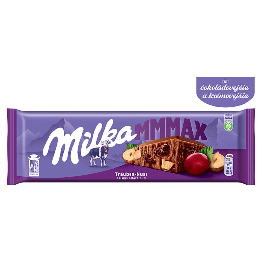 Milka Mmmax mliečna čokoláda hrozienka a lieskové orechy 270 g