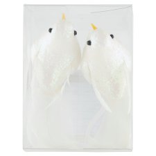 White Glitter Birds 2 pcs