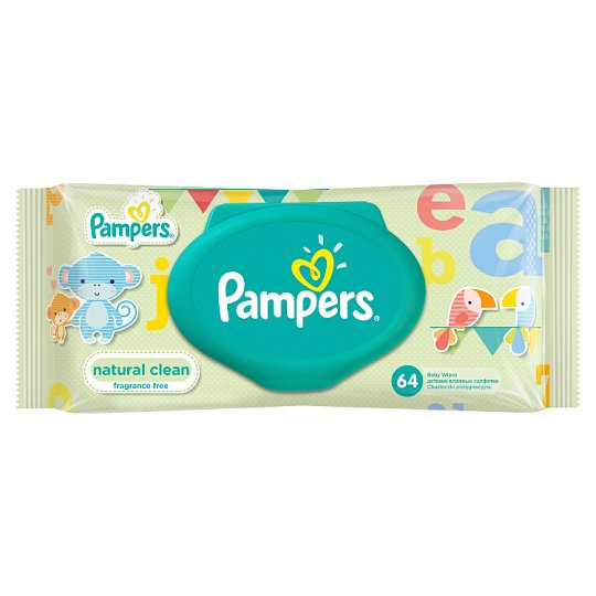 Pampers Natural Clean Čistiace Obrúsky 64 Kusov
