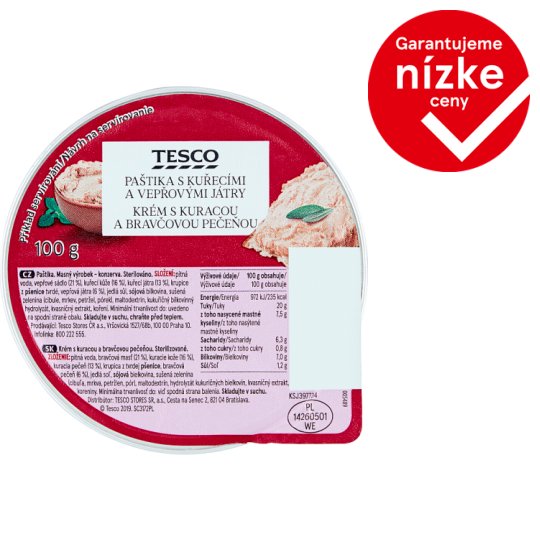 Tesco Cream with Chicken and Pork Liver 100 g - Tesco Groceries