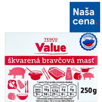 Tesco Value Škvarená bravčová masť 250 g