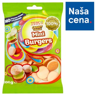 Tesco Candy Carnival Mini burgers želé cukríky s ovocnou príchuťou 100 g