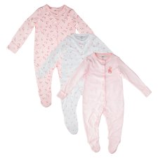 image 2 of F&F 3 Pack Girls Pink Sleepsuit Size 3 To 6 Months
