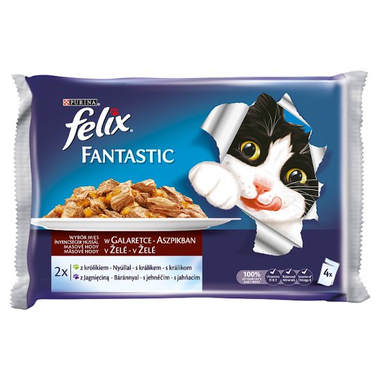 FELIX Fantastic s králikom a jahňacím v želé 4 x 100 g