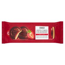 Tesco Piškóty s jahodovým želé polomáčané v horkej čokoláde 150 g