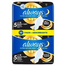 Always Ultra Sanitary Towels Secure Night Extra (Size 5) Wings X10