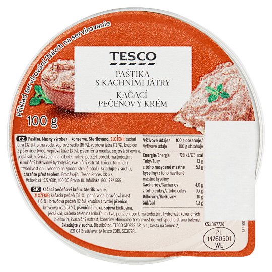 Tesco Kačací pečeňový krém 100 g