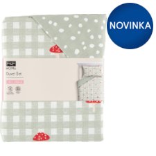 F&F Home Mushroom Gingham Duvet Set 140 x 200 cm