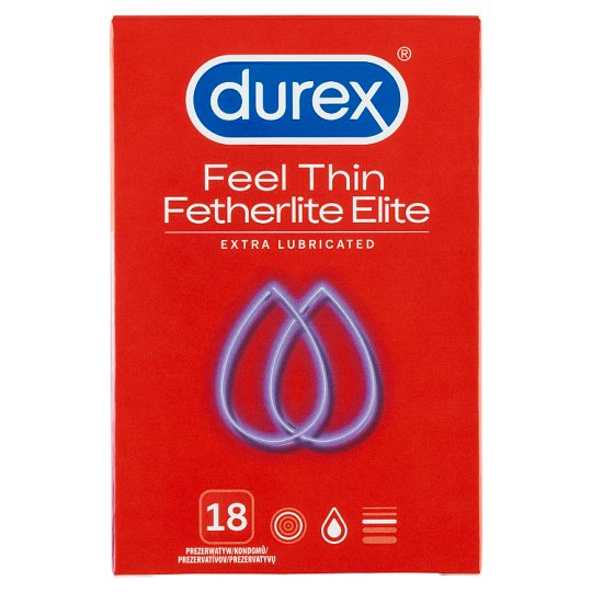 Durex Feel Thin Fetherlite Elite Extra Lubricated Condoms 18 pcs