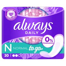 Always Daily Fresh Normal Wrapped, 0% Fragrances & Dyes 20 Count