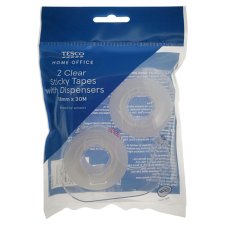 Tesco Clear Sticky Tape with Dispenser 2 pcs