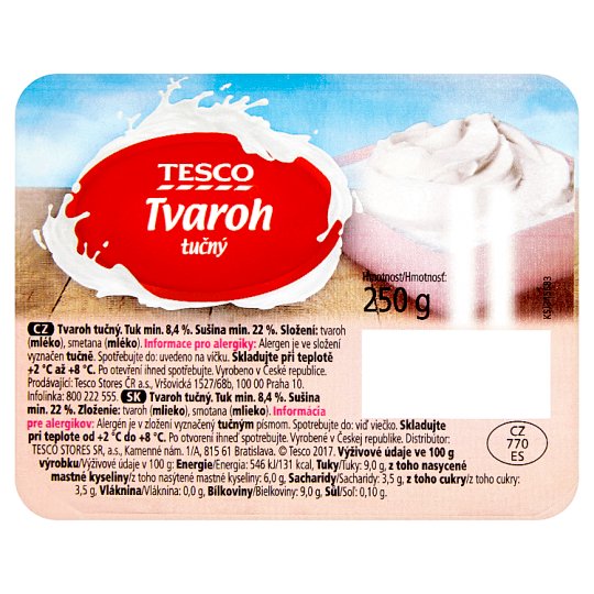 Tesco Tvaroh tučný 250 g
