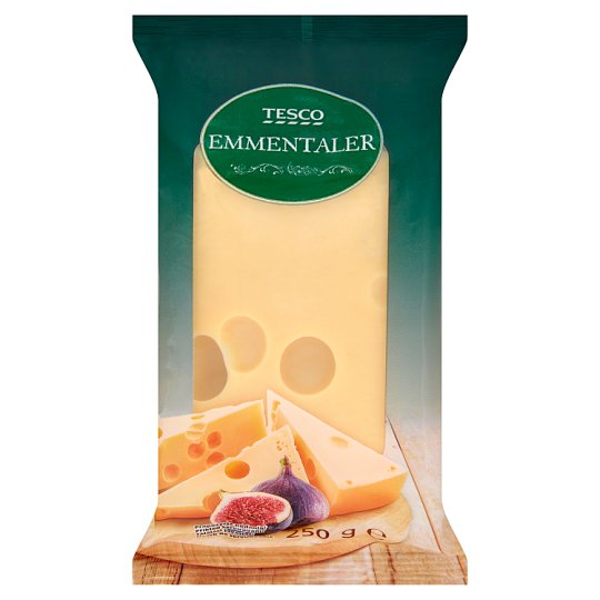 Tesco Emmentaler polotvrdý zrejúci plnotučný syr 250 g