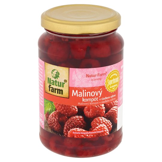 Natur Farm Malinový kompót v sladkom náleve 340 g
