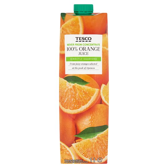 Tesco 100% pomarančová šťava 1 l