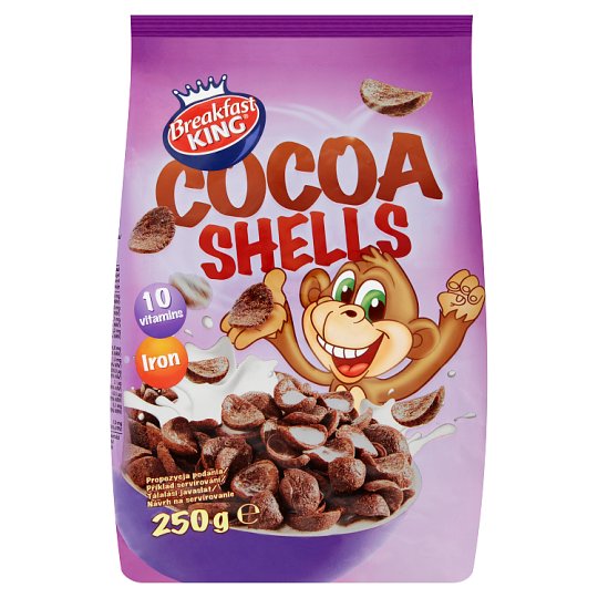 Breakfast King Obilninové kakaové mušličky s vitamínmi a železom 250 g