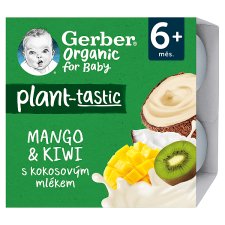GERBER Organic 100% Vegetable Dessert Mango and Kiwi with Coconut Milk 4 x 90 g