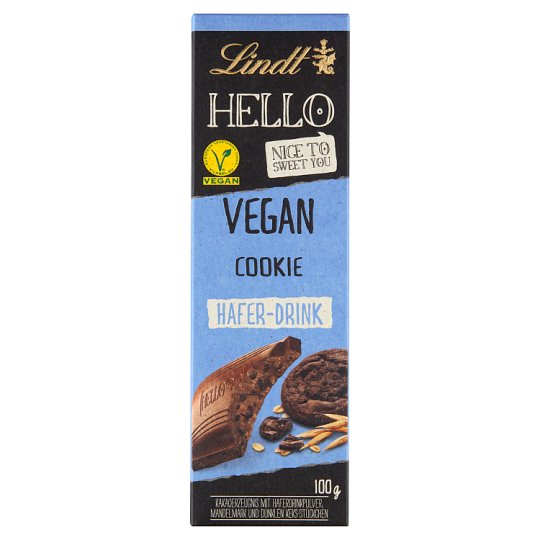 Lindt Hello Kakaový výrobok s ovseným nápojom, kúskami tmavej sušienky a mandľovou pastou 100 g
