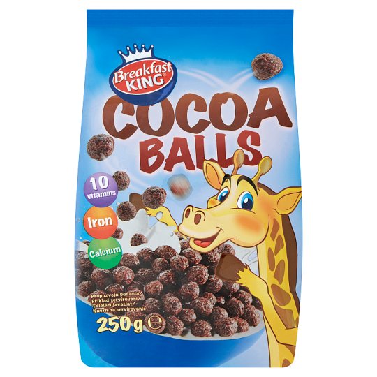 Breakfast King Obilninové kakaové guľôčky s vitamínmi, vápnikom a železom 250 g