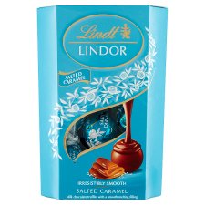 Lindt Lindor Mliečna čokoláda s kryštálmi soli a jemnou karamelovou náplňou 200 g