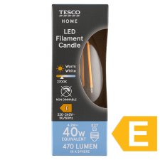 Tesco Home LED Filament Candle 4.2W E27 Warm White Light 1 pc