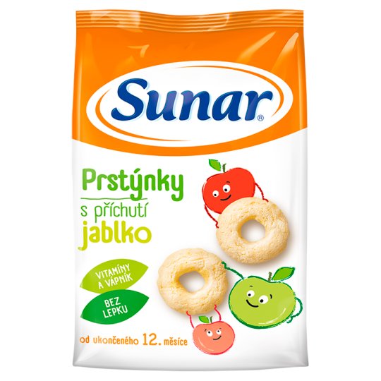 Sunárek Prstienky s príchuťou jablko pre prvé zúbky 50 g