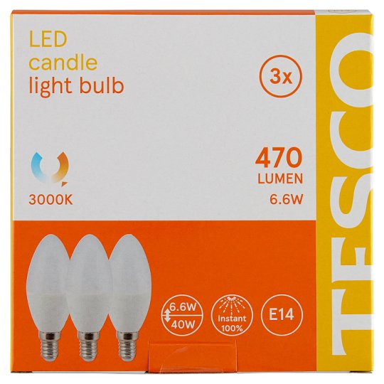 Tesco LED žiarovka 6.6W (40W) E14 3 ks