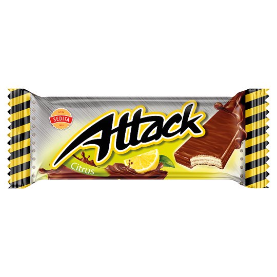 Sedita Attack Oblátky s citrónovou krémovou náplňou v mliečno-kakaovej poleve 30 g