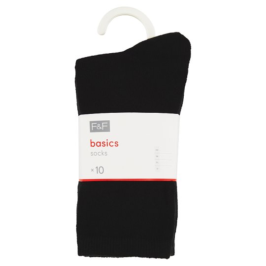image 1 of F&F Basics Ladies Basic Black Ankle Socks, 10 Pieces in a Pack, M-L, Black