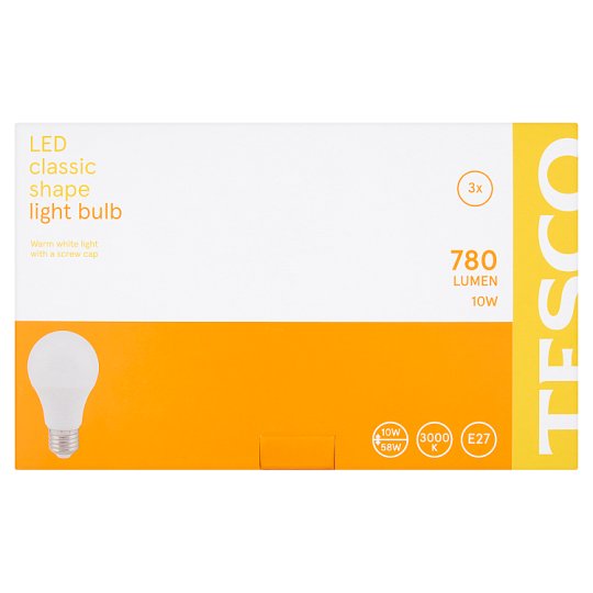 Tesco Žiarovka LED 10W (58W) E27 teplé biele svetlo 3 ks