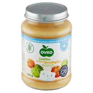 Ovko Dojčenská výživa jablková s broskyňami a tvarohom 190 g