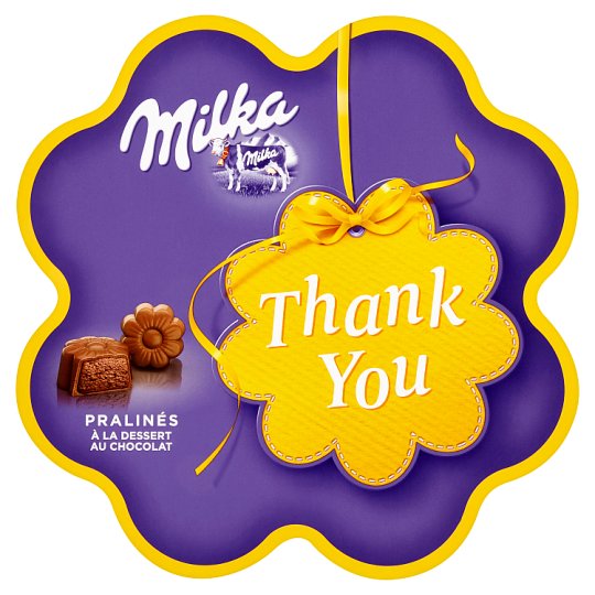 Milka Thank You pralinky z mliečnej čokolády z alpského mlieka s kakaovou náplňou 150 g