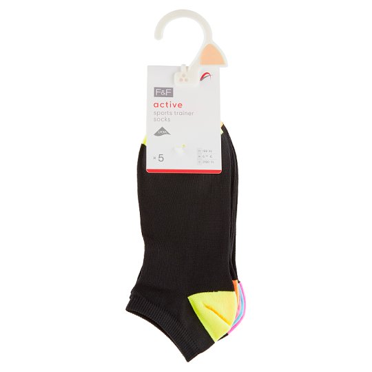 F&F 5 Pack Womens Black Sports Sock Size SM Tesco Groceries