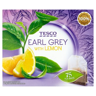 Tesco Earl grey čierny čaj s citrónovou príchuťou 75 x 1,75 g